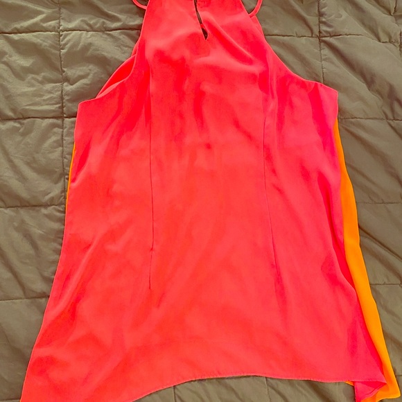 Pink and orange asymmetrical halter tank top - Picture 2 of 2